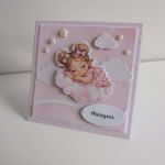 Kartka na narodziny, roczek chrzest, urodziny dziewczynka na chmurce - Kartka na narodziny, roczek chrzest, urodziny dziewczynka na chmurce