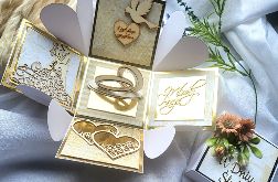 Kartka exploding box ślub złota spersonalizowana