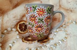 Kwiecisty kubek ręcznie malowany 300 ml.