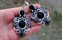 Kolczyki Czerń, Srebro & Ecru Zamówienie dla Eweliny