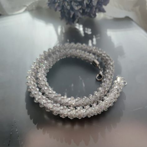 Naszyjnik Biały Crystal Sznur