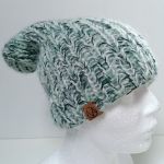 Czapka biało-zielony melanż na zimę - 