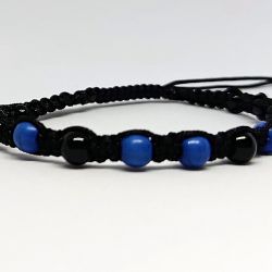Bransoletka BOHO makrama z naturalnymi kamieniami czarna blue Bransoletka BOHO makrama z naturalnymi kamieniami czarna blue