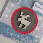 Kartka świąteczna renifer szaro-niebieska - Kartka świąteczna renifer szaro-niebieska