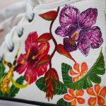 Ręcznie malowane ocieplane trampki ORCHIDEA - customowe sneakersy