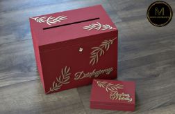 Skrzynka na koperty pudełko na obrączki Bordo