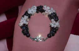 Bransoletka z różowego kwarcu i granatów