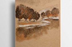 Drzewa-rysunek A4 sepia,węgiel