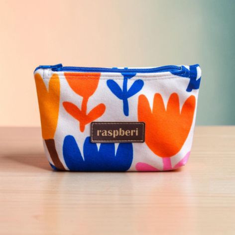 Etui na klucze z jasnego weluru minimalistyczne kwiaty | Handmade II