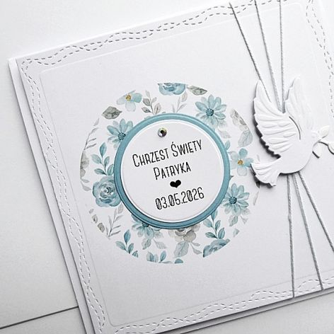 Subtelna kartka na Chrzest z gołębicą 