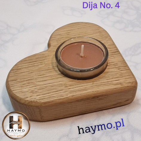Świecznik drewniany dąb serce olej twardowoskowy Dija No. 4
