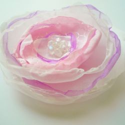 Broszka kwiat  różowy z liliowym