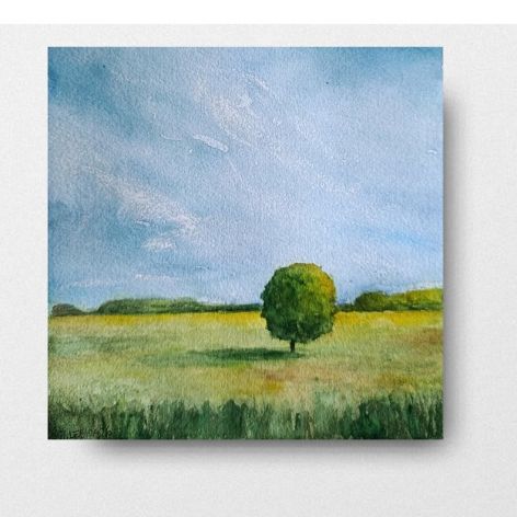Pejzaż 3-akwarela formatu 20/20 cm 
