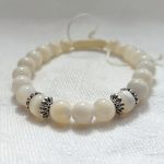 Bransoletka z muszli perłowej ivory pleciona makrama - 