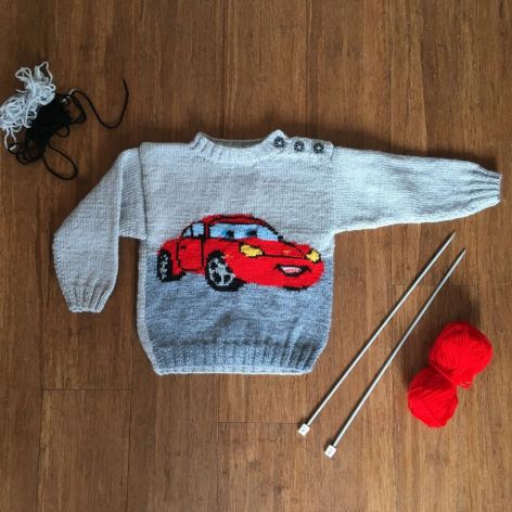 sweterek dziecięcy auto