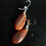 Miodowy agat botswana, eleganckie długie kolczyki, srebro - 