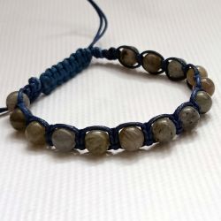 Bransoletka makrama boho denim z Labradorytem Bransoletka makrama boho denim z Labradorytem