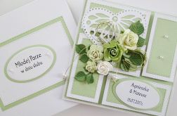 Kartka MŁODEJ PARZE z zielonymi różami #1