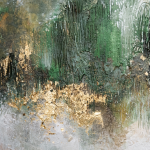 Obraz ręcznie malowany Abstrakcja XXL Struktura 3D Złocenia Zielony 100x140 cm - 