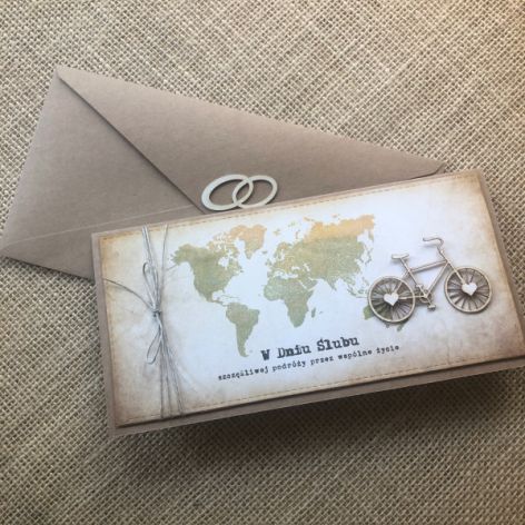 129,kartka na ślub w szczęśliwą podróż z rowerem