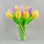 Tulipany, kwiaty z materiału żółte - Tulipany szyte