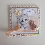 Personalizowana kartka na urodziny z kotkiem i  motylkiem - Personalizowana kartka na urodziny z kotkiem i  motylkiem