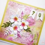 Kartka URODZINOWA - białe kwiatuszki #1 - Różowo-limonkowa kartka na urodziny