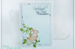 Kartka wielkanocna z zajączkiem i pisanką