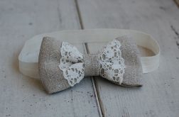 Opaska niemowlęca - Len z koronką