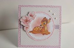 Kartka urodzinowa ręcznie robiona roczek, urodziny Bambi
