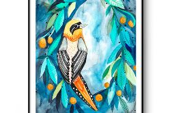 Żółty ptak wydruk ilustracji