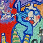 Obraz do salonu babcia z kawką - 