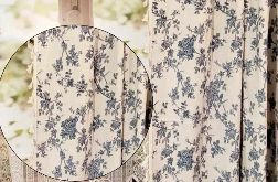 Zasłona lniana kwiaty blue jeans boho z frędzlami tunel 150/160cm