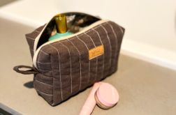 Lniana kosmetyczka box z kwiatową podszewką