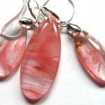 Różowy kwarc mszysty, wisiorek i kolczyki w srebrze, zestaw biżuterii - 