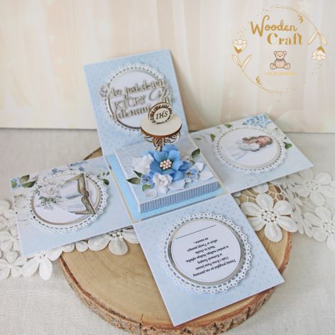 Exploding box komunijny kartka "LovelyBlue 1"
