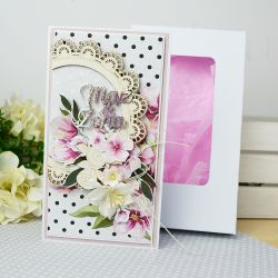 Ślubna kartka z magnoliami w pudełku