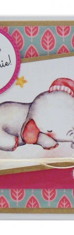 Kartka na urodziny dziecka śpiący słonik