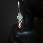 Delikatny Komplet Ślubny z Kryształków - wiszące kryształkowe kolczyki na wesele