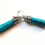 Turkus niebieski i srebro, długie efektowne kolczyki z turkusami - 