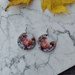 Kolczyki z grafiką Zimowe kwiaty