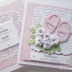 Kartka PAMIĄTKA CHRZTU z bucikami #12 /2