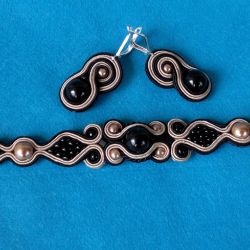 Komplet Czarno-beżowy