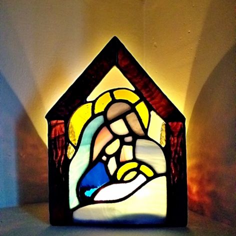 Lampion Święta Rodzina , stajenka witraż