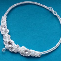 Naszyjnik-kolia Biało-Srebrzysty