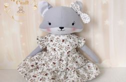 Lisek Pola przytulanka w sukience beż bordo