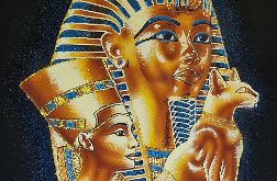 Obraz, 35x50cm, Tutanchamon i Nefertiti, Płótno Faraońskie, Egipt, 100% oryginalny 12