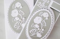 Kartka MĄŻ & ŻONA srebrzysto-biała