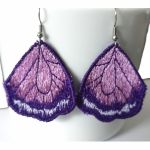 Haftowane kolczyki skrzydła motyla - odcienie fioletu - motyle z fioletem