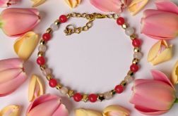 Złoto czerwona delikatna bransoletka